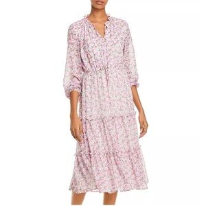 Bloomingdale’s Aqua Floral Print Midi Dress